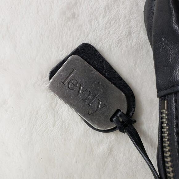 Levity Crossbody Handbag Black Leather and Silver Studded Fold Over Organizer - Picture 6 of 10